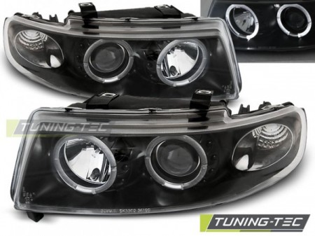 HEADLIGHTS ANGEL EYES BLACK fits SEAT LEON / TOLEDO 04.99-08.04