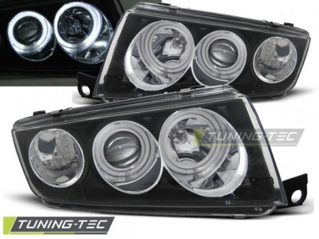 HEADLIGHTS ANGEL EYES BLACK fits SKODA FABIA I 12.99-08