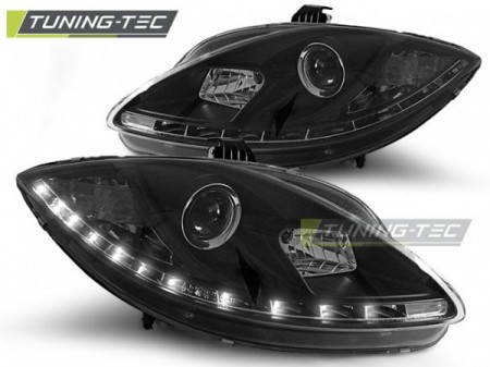 HEADLIGHTS DAYLIGHT BLACK fits SEAT LEON ALTEA TOLEDO 06.05-09