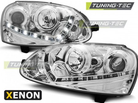 XENON HEADLIGHTS DAYLIGHT CHROME fits VW GOLF 5 03-08