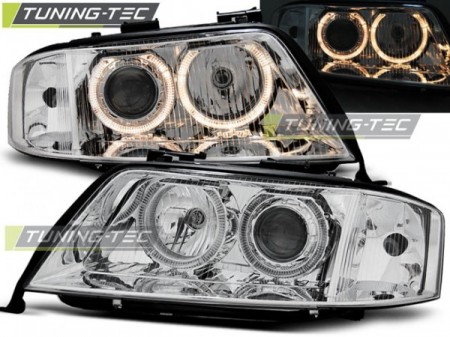 HEADLIGHTS ANGEL EYES CHROME fits AUDI A6 05.97-09.99