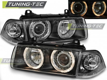 HEADLIGHTS ANGEL EYES BLACK fits BMW E36 12.90-08.99 COUPE CABRIO