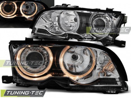 HEADLIGHTS ANGEL EYES CHROME fits BMW E46 09.01-03.03 COUPE CABRIO