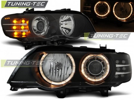 XENON HEADLIGHTS ANGEL EYES BLACK LED INDICATOR fits BMW X5 E53 09.99-10.03