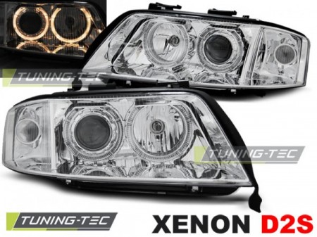 XENON HEADLIGHTS ANGEL EYES CHROME fits AUDI A6 06.01-05.04