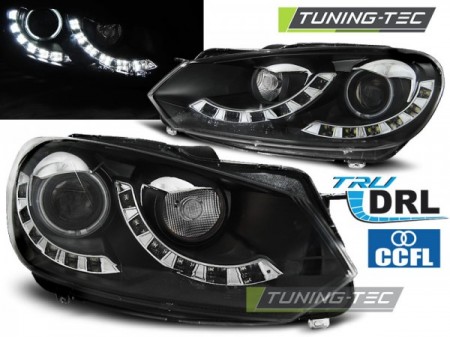 HEADLIGHTS DUAL TRUE DRL BLACK fits VW GOLF 6 10.08-12