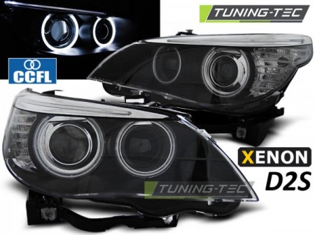 XENON HEADLIGHTS D2S ANGEL EYES CCFL BLACK fits BMW E60/E61 03-04