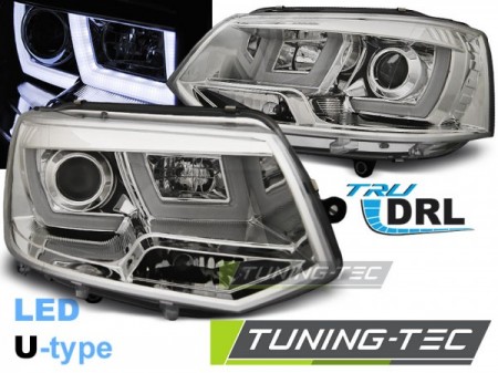 HEADLIGHTS U-LED LIGHT CHROME fits VW T5 2010-2015