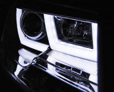 HEADLIGHTS U-LED LIGHT CHROME fits VW T5 2010-2015