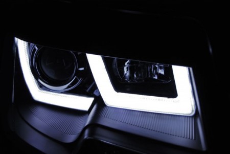 HEADLIGHTS U-LED LIGHT BLACK fits VW T5 2010-2015