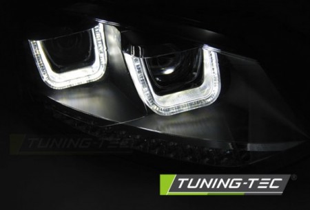 HEADLIGHTS U-LED LIGHT BLACK SEQ fits VW POLO 6R 09-03.14