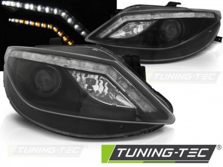 HEADLIGHTS DAYLIGHT BLACK with  LED INDICATOR fits SEAT IBIZA 6J 06.08-12