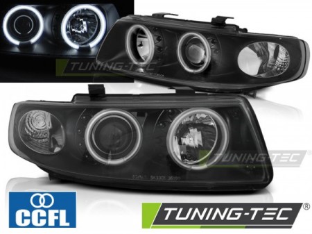 HEADLIGHTS ANGEL EYES CCFL BLACK fits SEAT LEON / TOLEDO 04.99-08.04