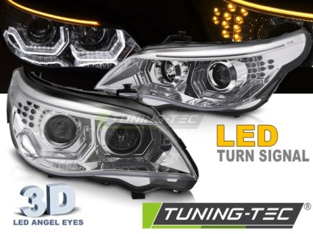 HEADLIGHTS ANGEL EYES LED 3D CHROME fits BMW E60 E61 03-07