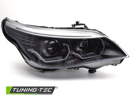 HEADLIGHTS ANGEL EYES LED 3D BLACK fits BMW E60 E61 03-07