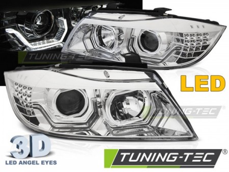 HEADLIGHTS ANGEL EYES LED 3D CHROME fits BMW E90/E91 05-08