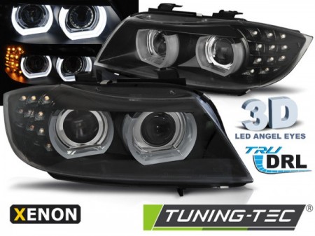 XENON HEADLIGHTS ANGEL EYES LED DRL BLACK fits BMW E90/E91 09-11