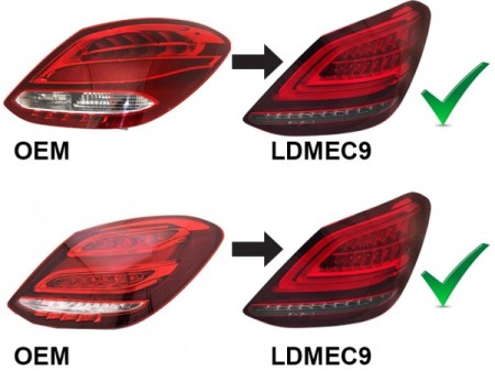 LED BAR TAIL LIGHTS RED WHITE SEQ fits MERCEDES C-CLASS W205 14-18 