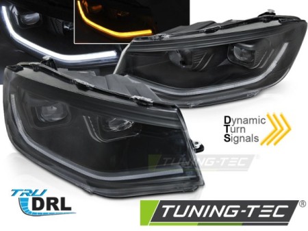 HEADLIGHTS TUBE LIGHT BLACK DRL SEQ fits VW CADDY 20-