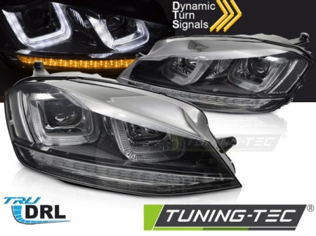 HEADLIGHTS LIGHT SEQ BLACK WITH BLACK LINE fits VW GOLF 7 13-17