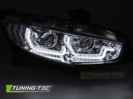 HEADLIGHTS CHROME DRL SEQ fits HONDA CIVIC X 16-21