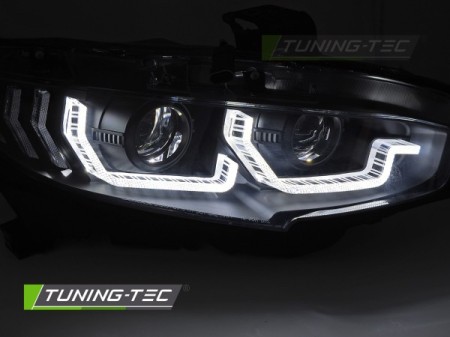 HEADLIGHTS BLACK DRL SEQ fits HONDA CIVIC X 16-21