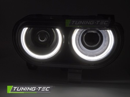 HEADLIGHTS BLACK DRL fits DODGE CHALLENGER 08-14