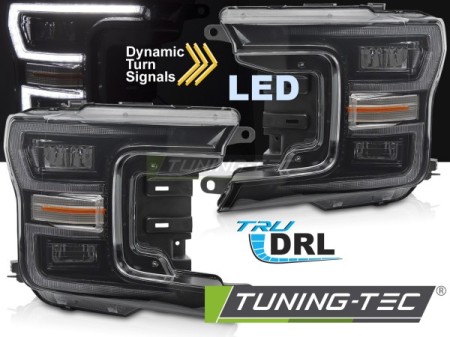 LED HEADLIGHTS BLACK DRL SEQ fits FORD F150 MK13 17-20