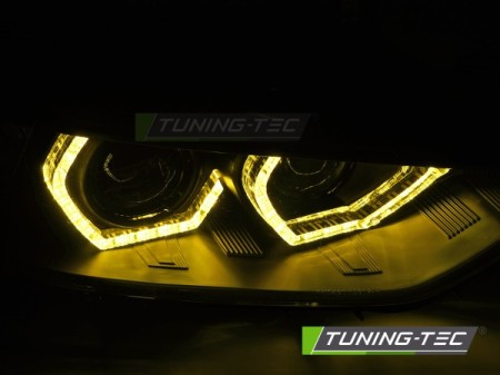 HEADLIGHTS ANGEL EYES YELLOW LED DRL CHROME fits BMW F30/F31 11-15 