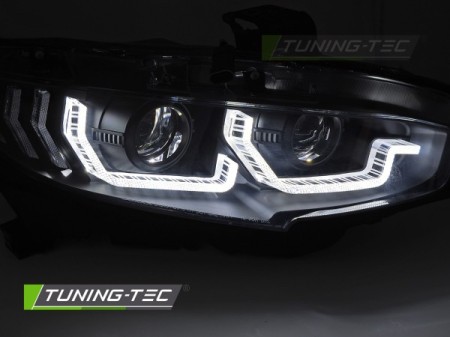 LED HEADLIGHTS BLACK DRL SEQ fits HONDA CIVIC X 16-21