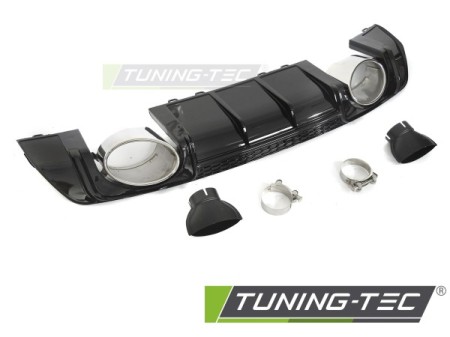 DIFFUSOR TWIN OUTLET GLOSSY BLACK SPORT STYLE fits AUDI TT 8S 14-18