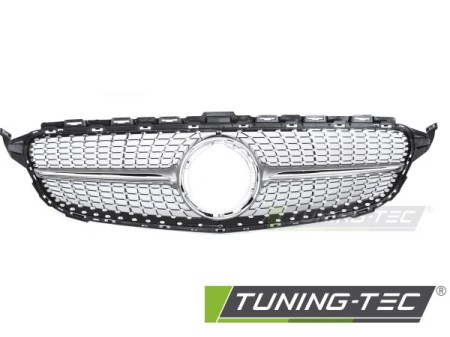 GRILLE DIAMOND SILVER CHROME fits MERCEDES W205 18-21 / S205 18-21 / C205 18-23 / A205 18-23