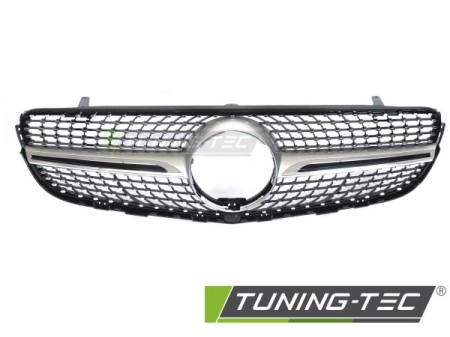 GRILLE DIAMOND SILVER CHROME with CAMERA HOLE fits MERCEDES GLC W253 15-18