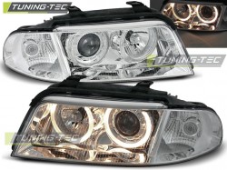 HEADLIGHTS ANGEL EYES CHROME fits AUDI A4 01.99-09.00