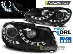 HEADLIGHTS SINGLE TRUE DRL BLACK fits VW GOLF 6 10.08-12