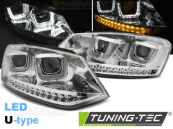 HEADLIGHTS U-LED LIGHT CHROME fits VW POLO 6R 09-03.14