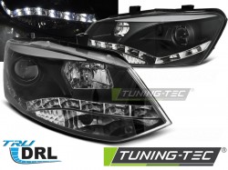 HEADLIGHTS TRUE DRL BLACK fits VW POLO 6R 09-03.14