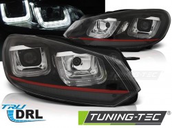 HEADLIGHTS U-LED LIGHT DRL BLACK RED LINE fits VW GOLF 6 08-12