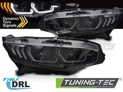 HEADLIGHTS BLACK DRL SEQ fits HONDA CIVIC X 16-21