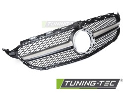 GRILLE BLACK SILVER with CAMERA HOLE fits MERCEDES W205 18-21 / S205 18-21 / C205 18-23 / A205 18-23